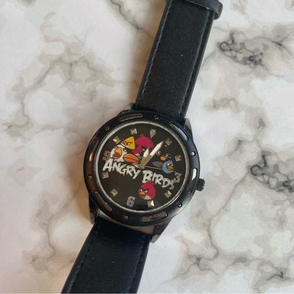 Unisex Angry Birds Black Faux Leather Wrist Watch - Picture 2 of 11